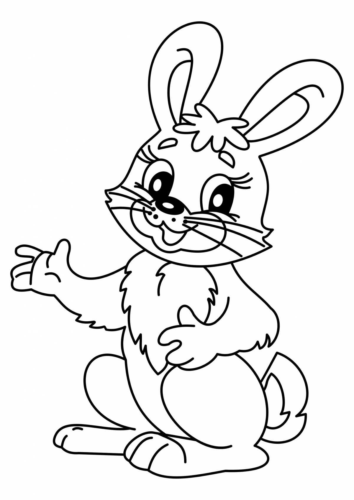 Joyful coloring cartoon rabbit