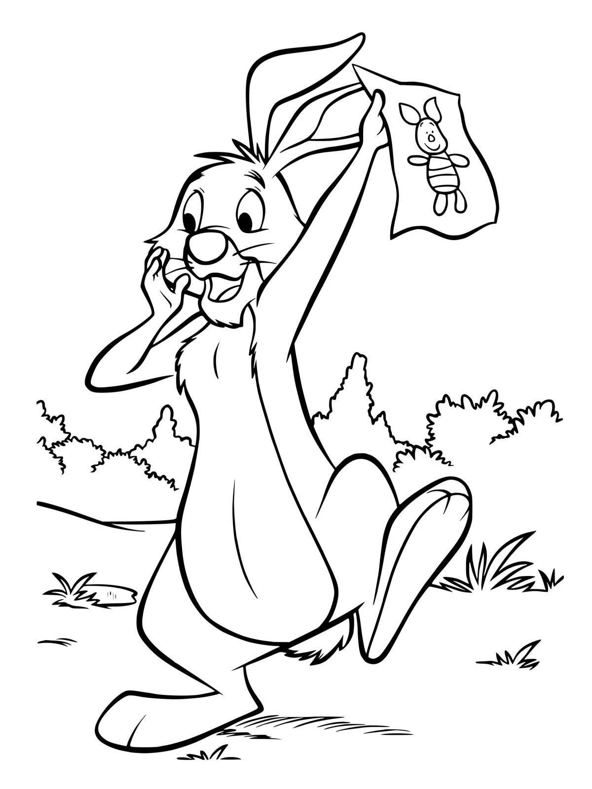 Fun coloring cartoon rabbit