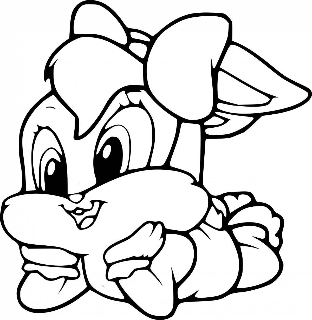 Fluffy coloring cartoon rabbit