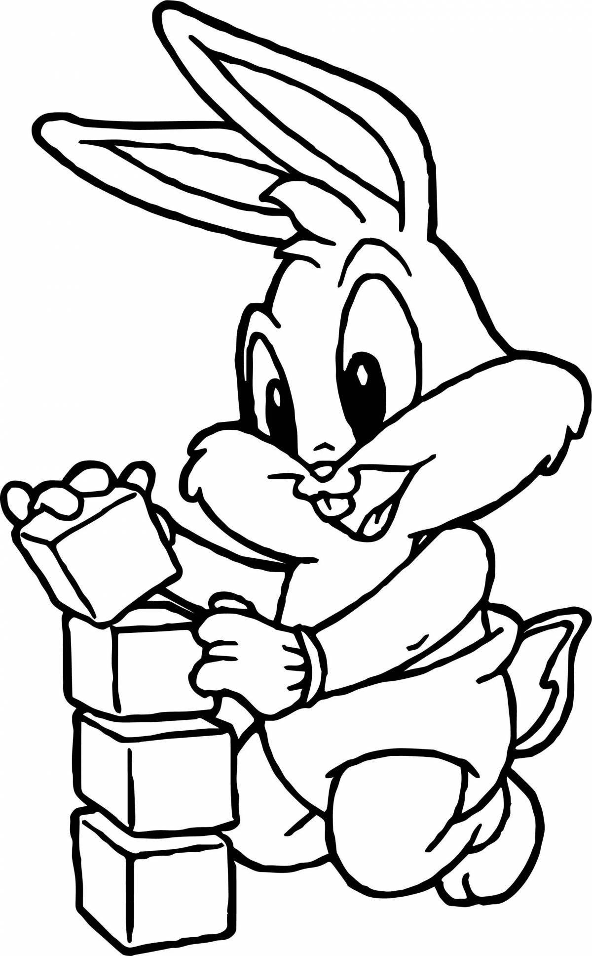 Fuzzy coloring cartoon rabbit
