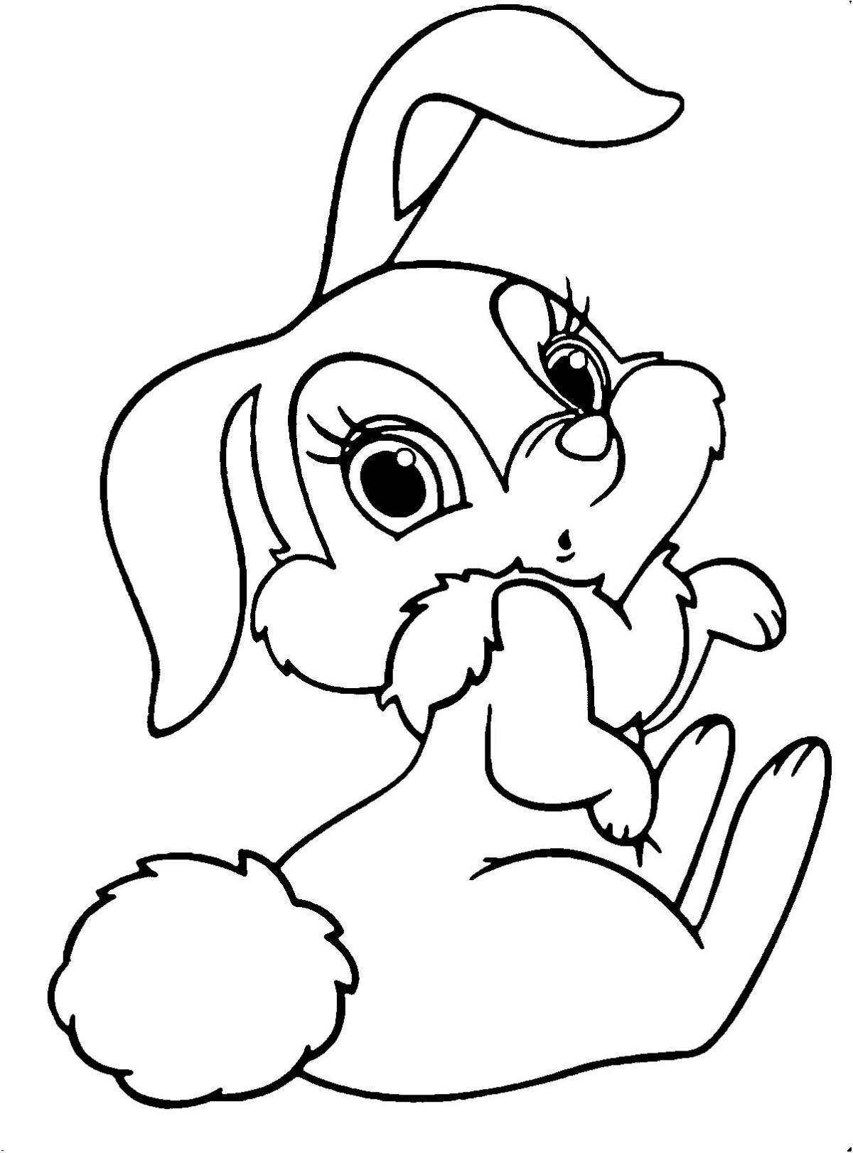 Snuggly coloring page cartoon rabbit