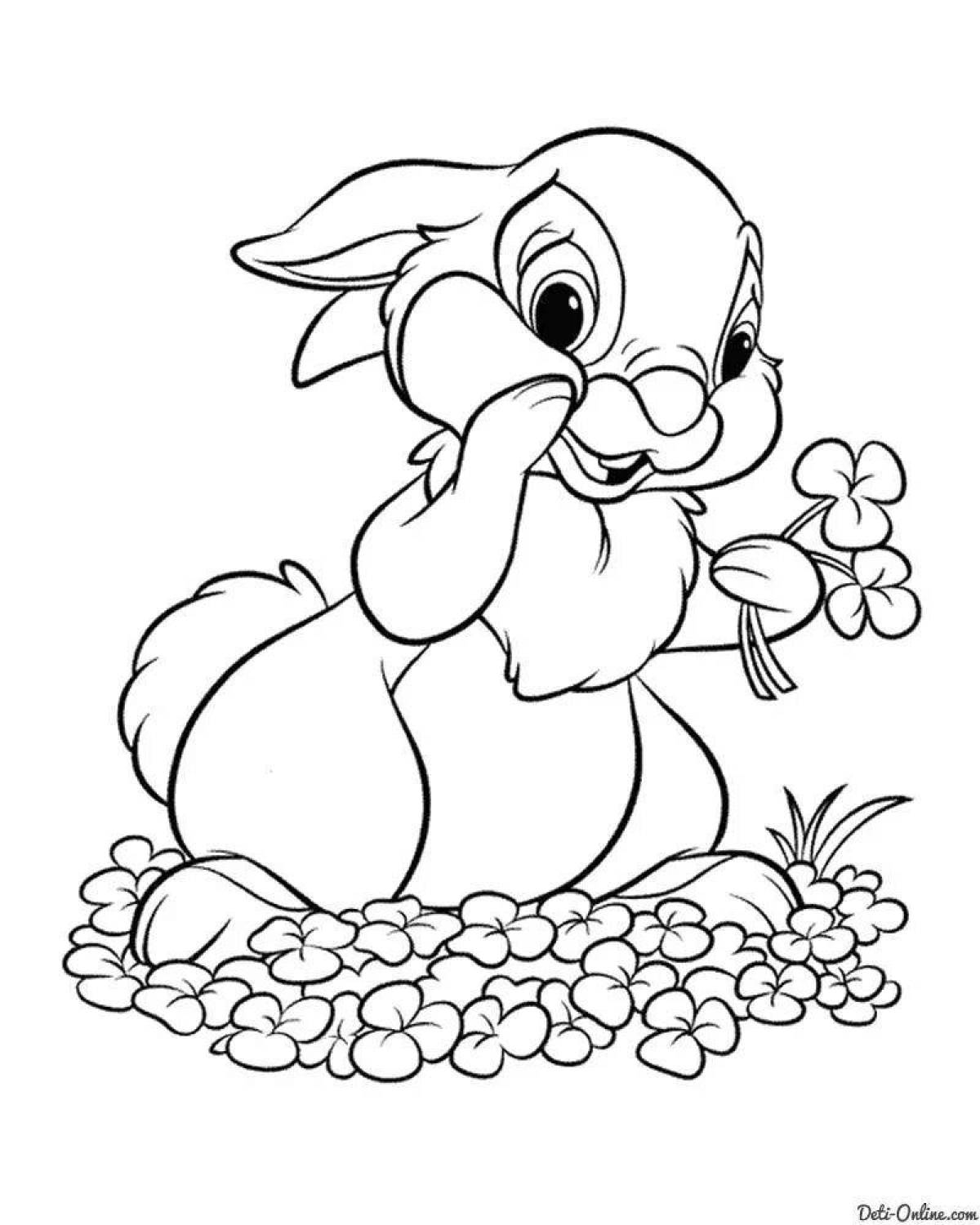 Wiggle coloring cartoon rabbit