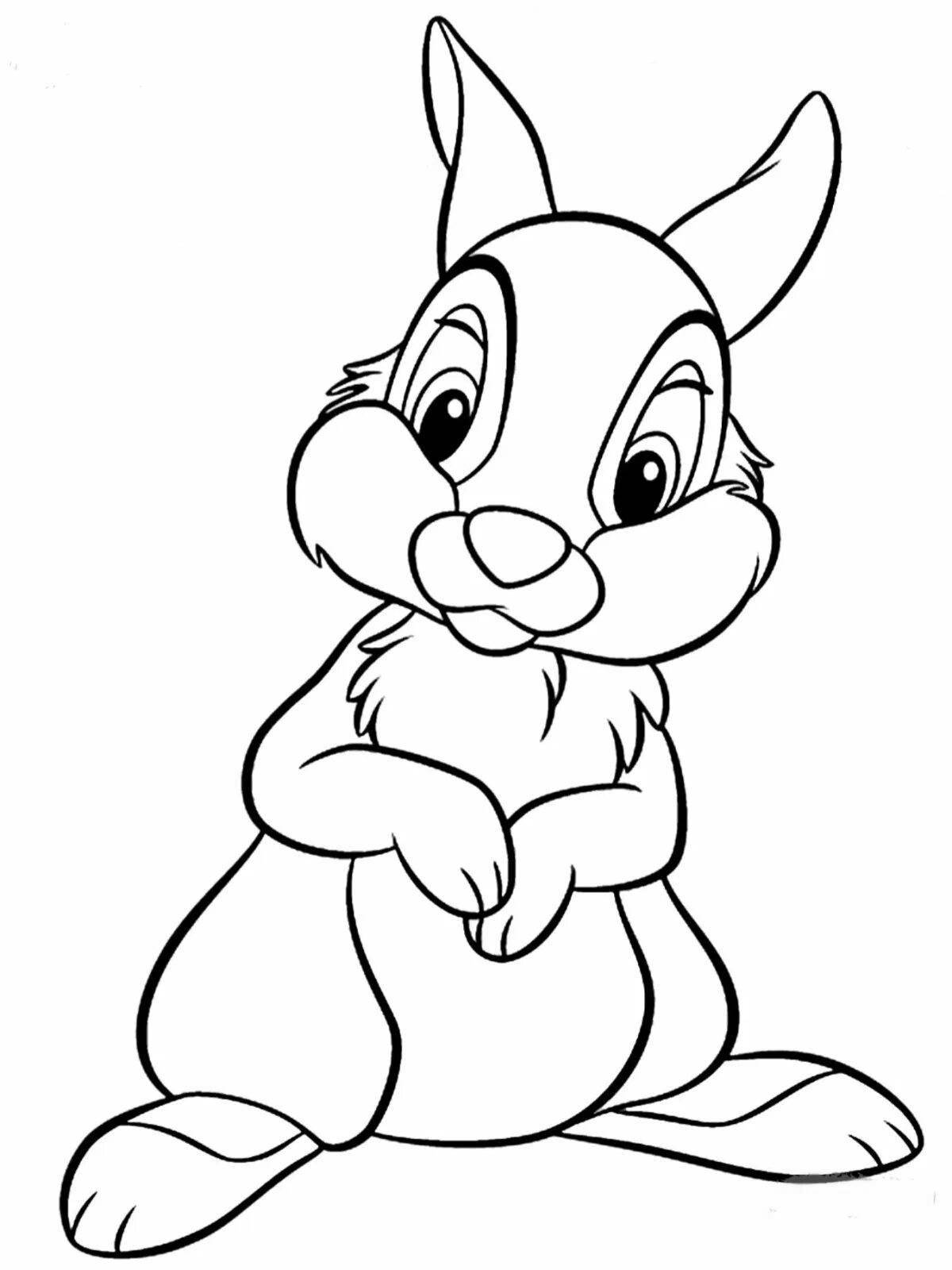 Coloring book eared cartoon rabbit