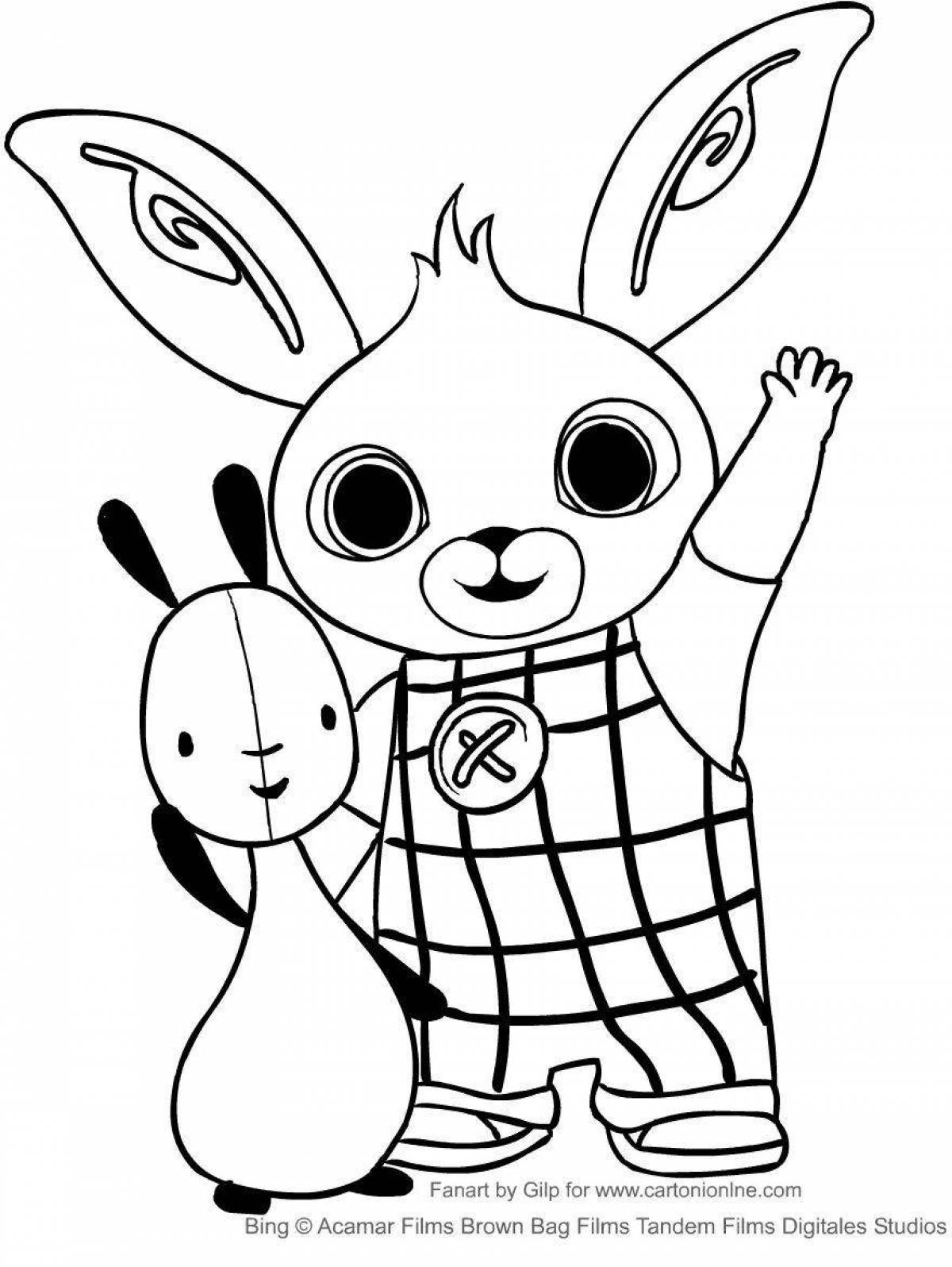 Coloring big-nosed cartoon rabbit