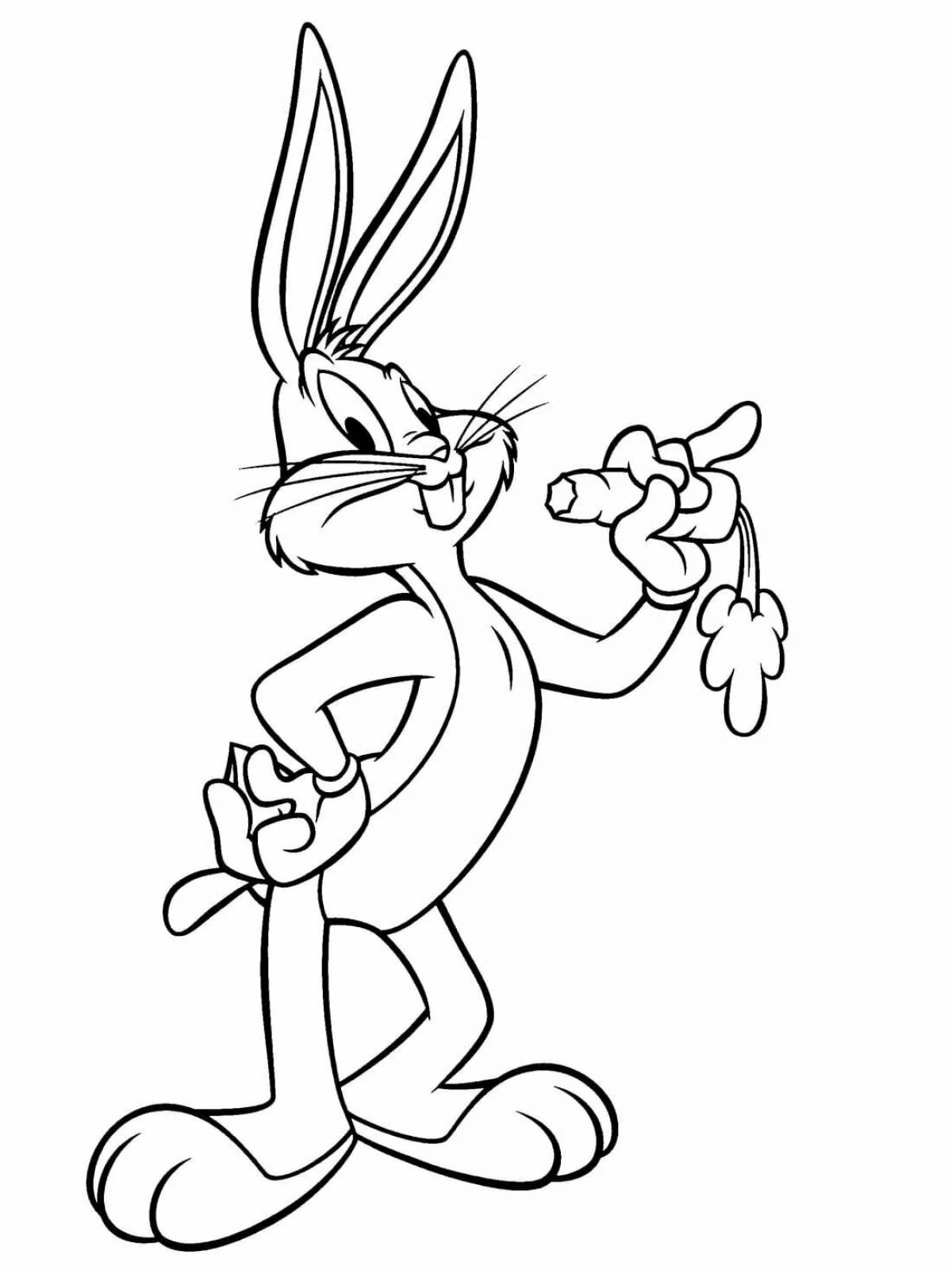 Coloring book long-nosed cartoon rabbit