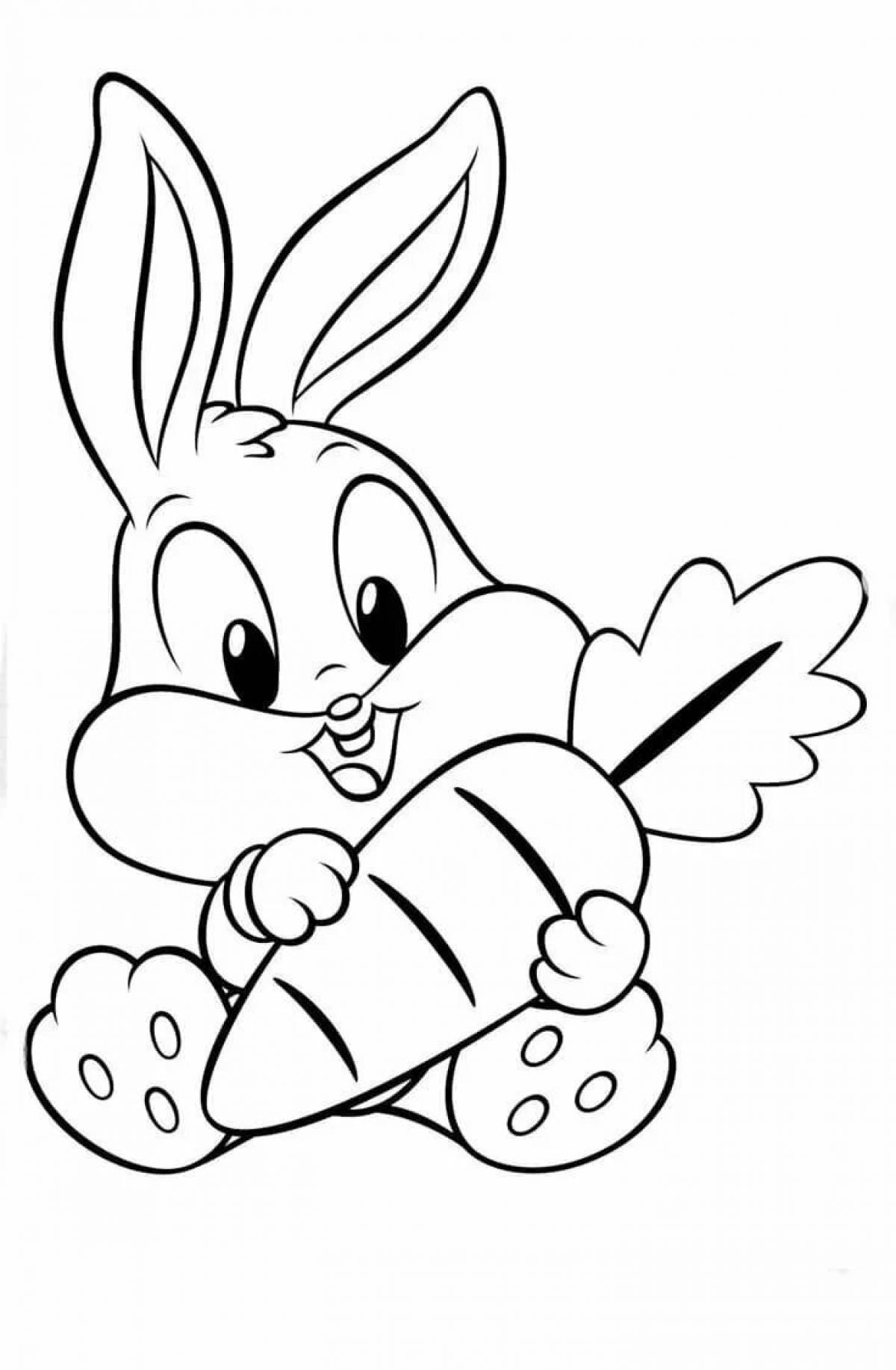 Coloring book big-tailed cartoon rabbit