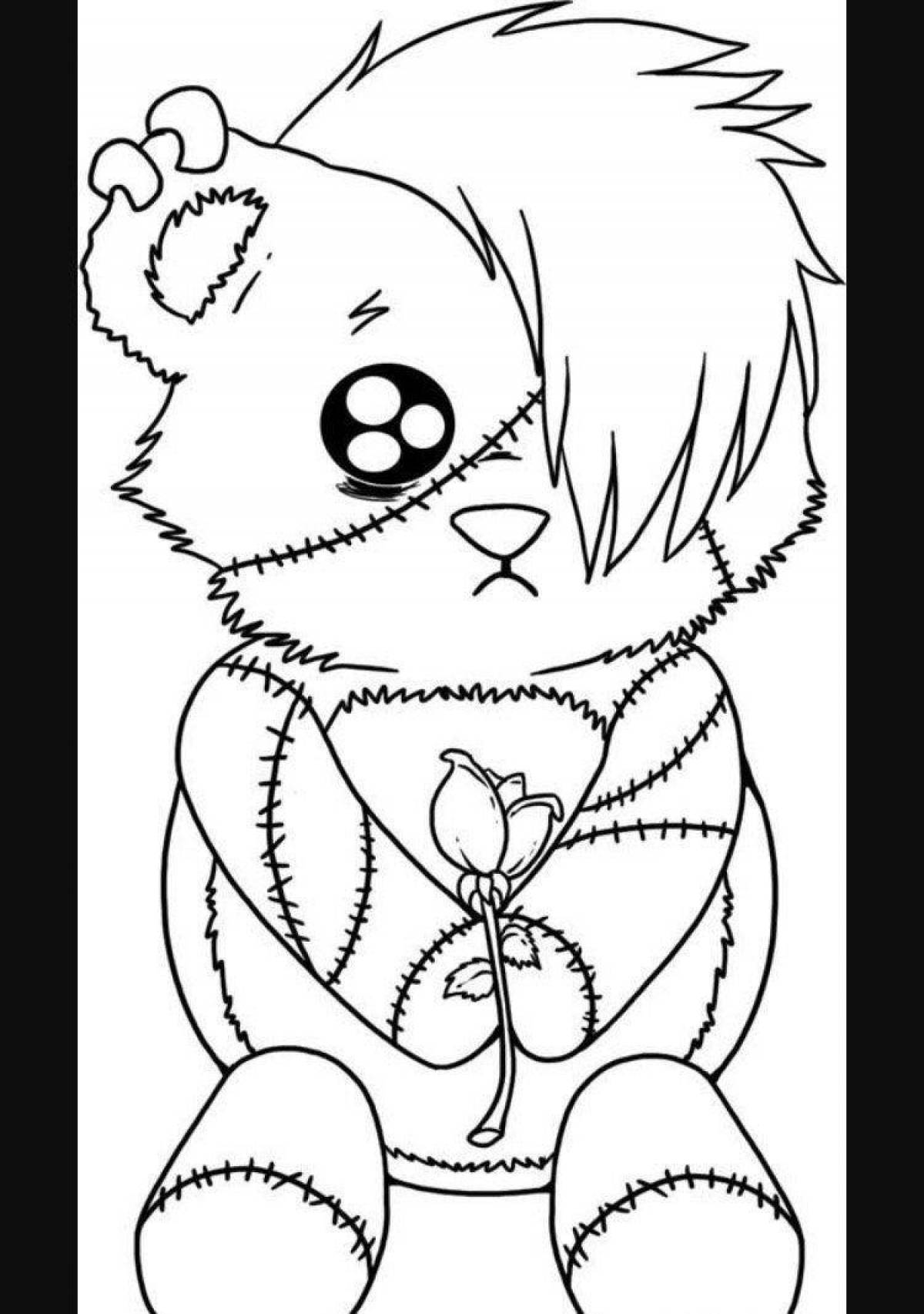 Adorable anime bear coloring book