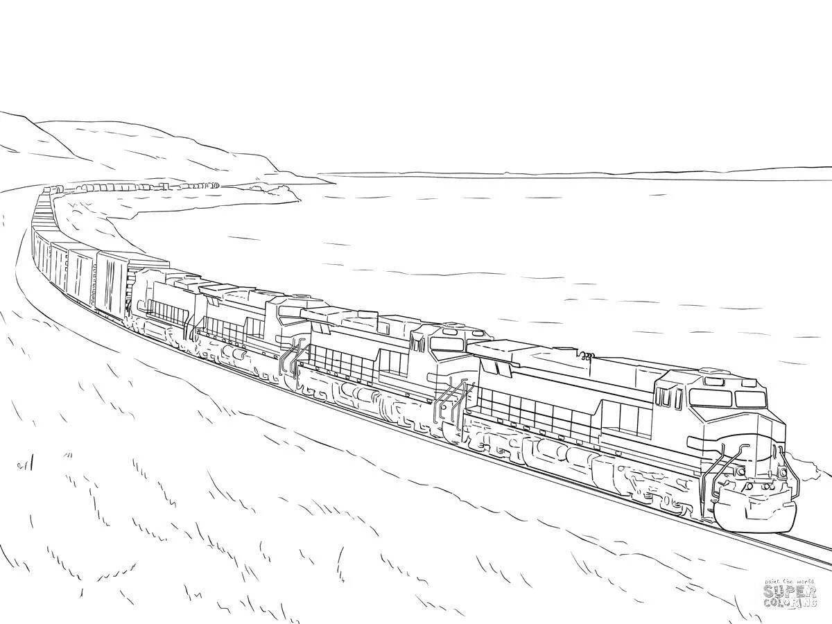 Bright rail transport coloring page
