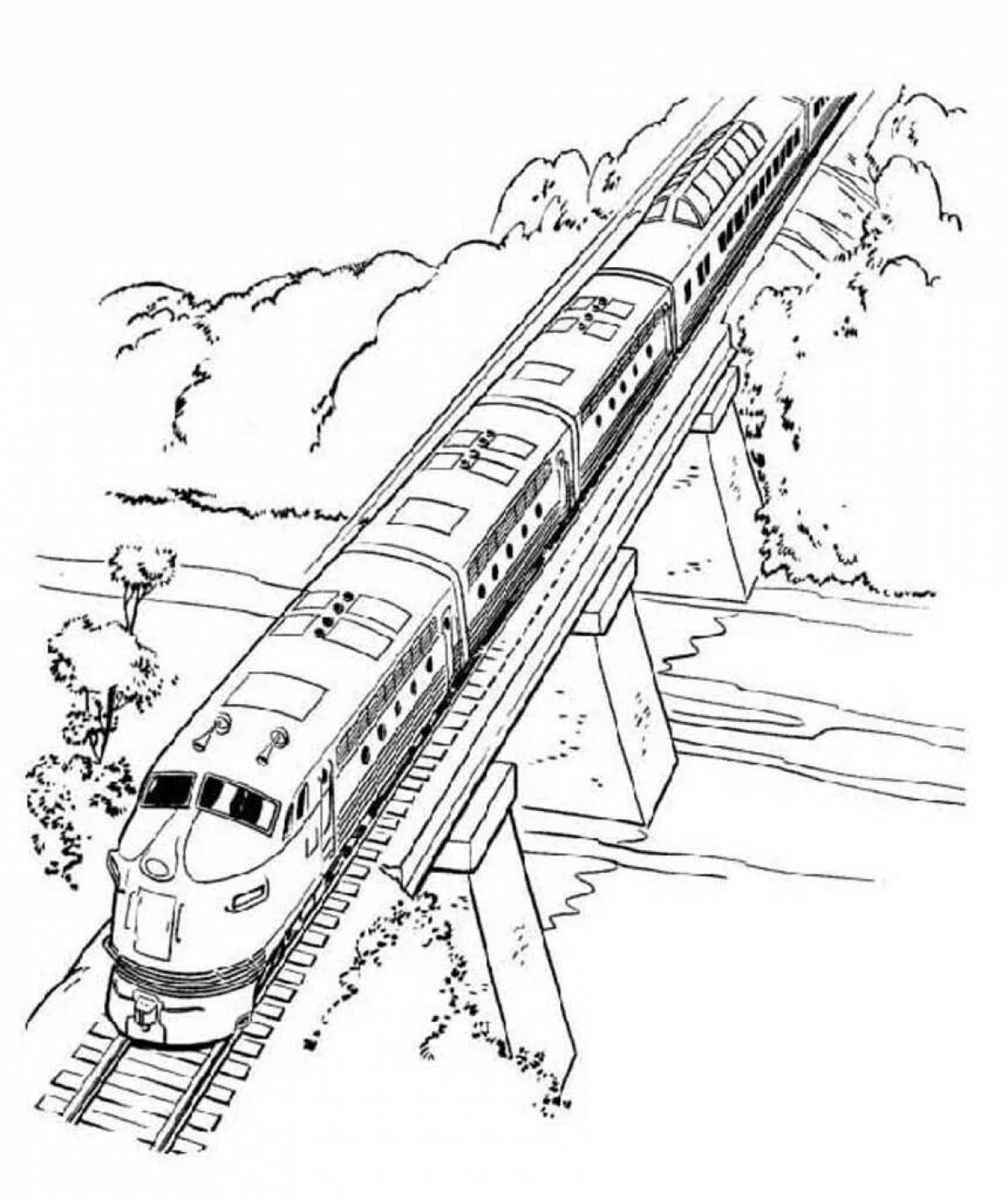 Joyful rail transport coloring page