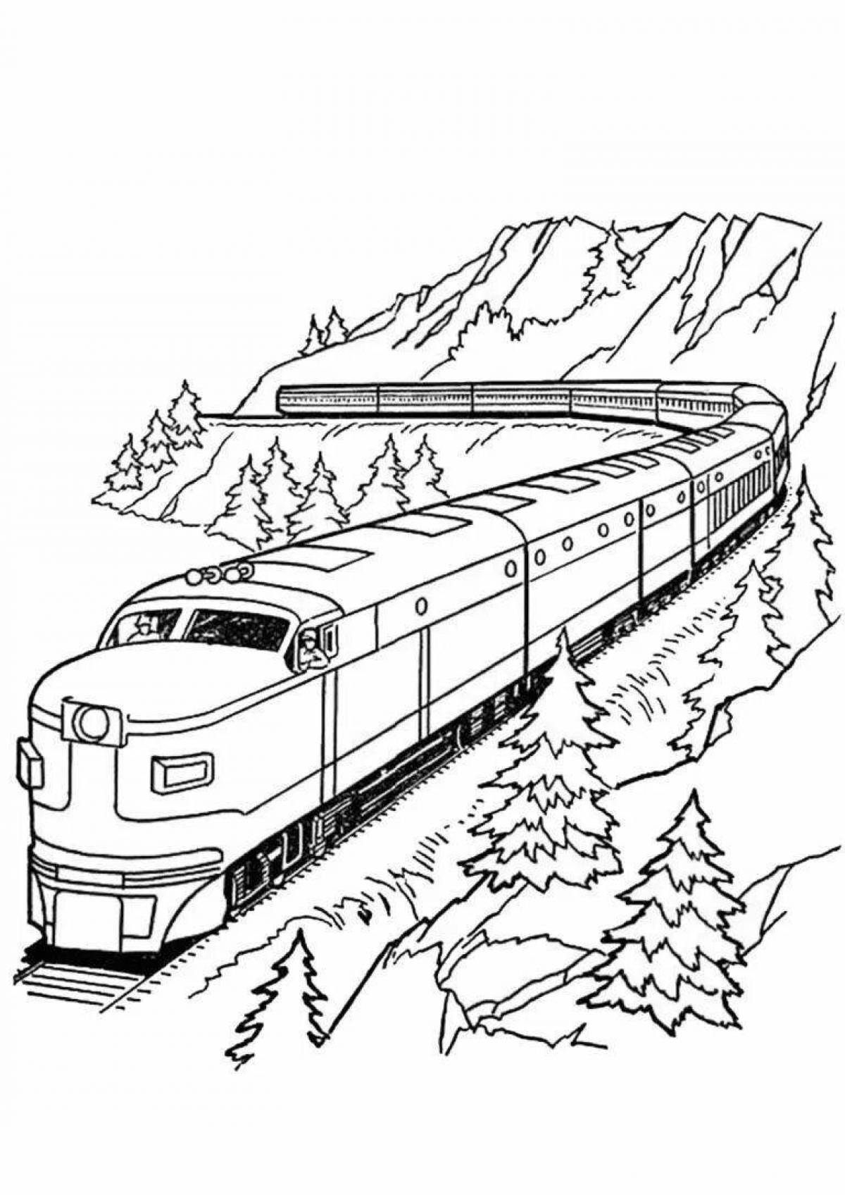 Потрясающая страница раскраски железнодорожного транспорта