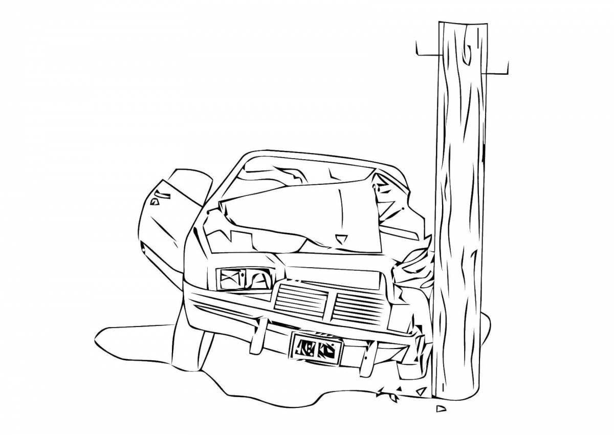 Fun crash test coloring page