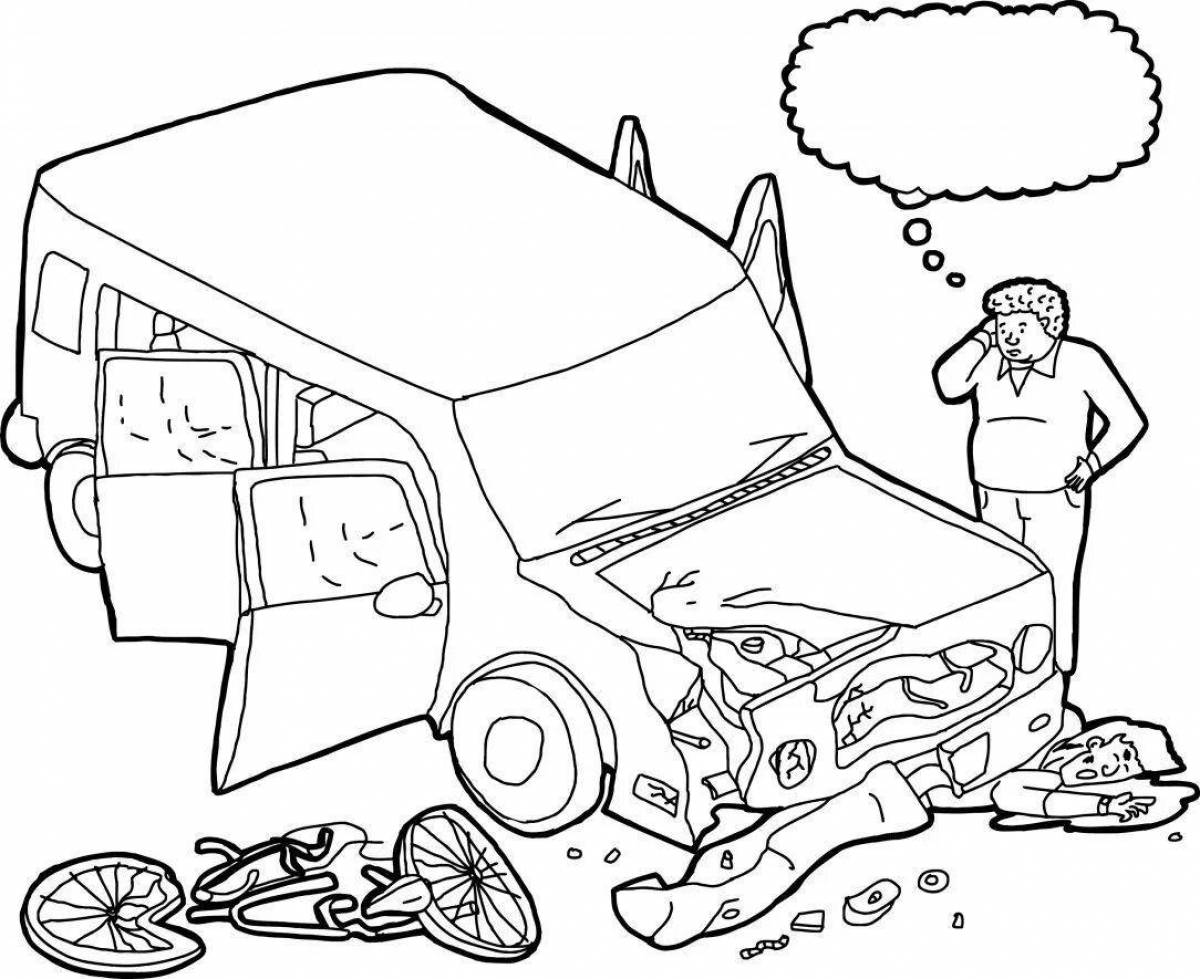 Animated crash test coloring page