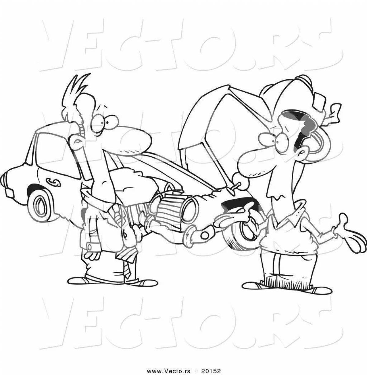 Awesome crash test coloring page