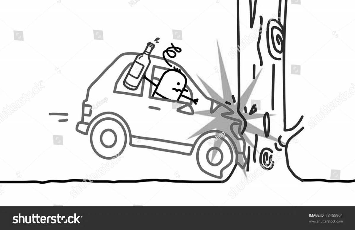 Great crash test coloring page