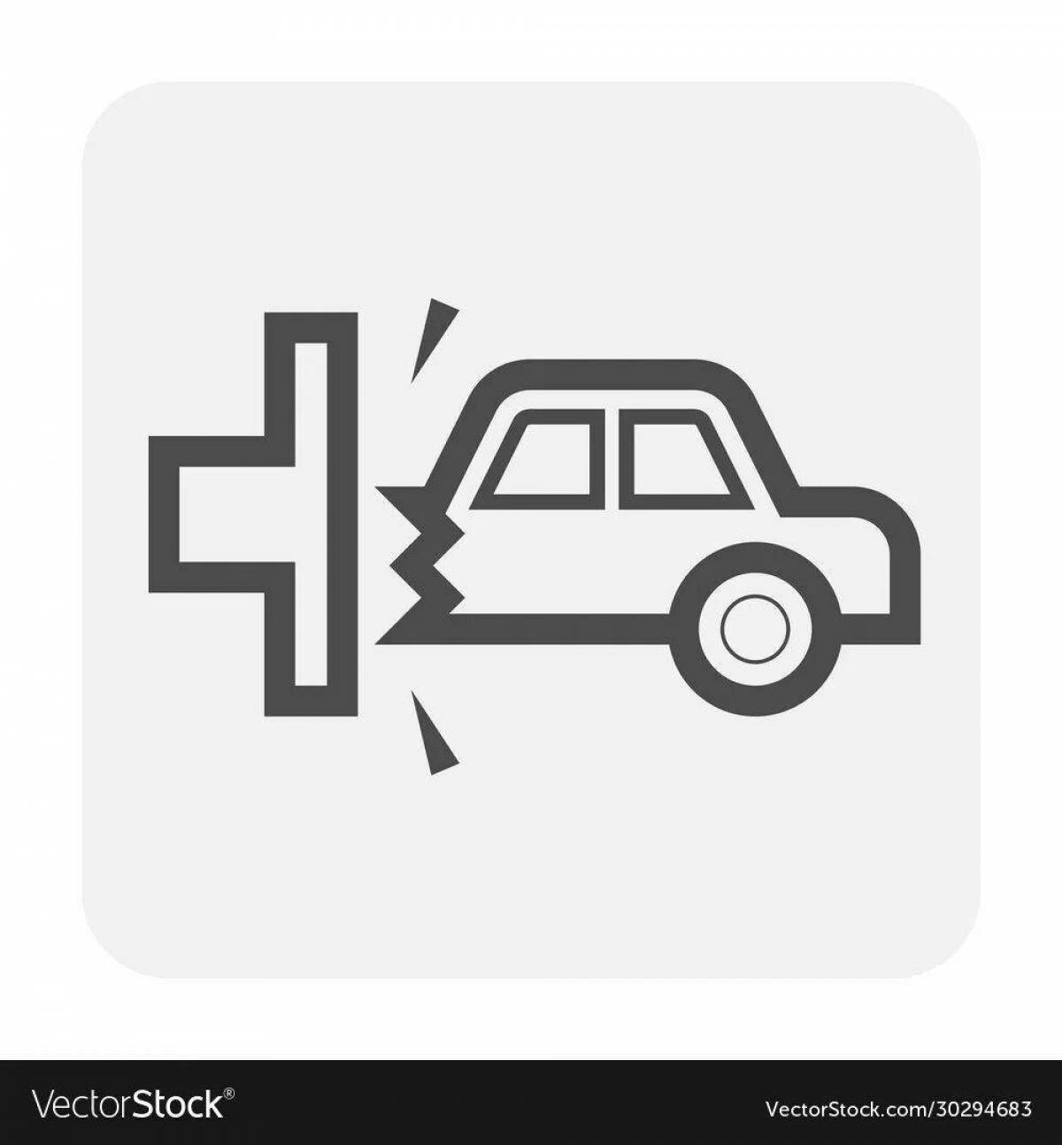 Delicate crash test coloring page