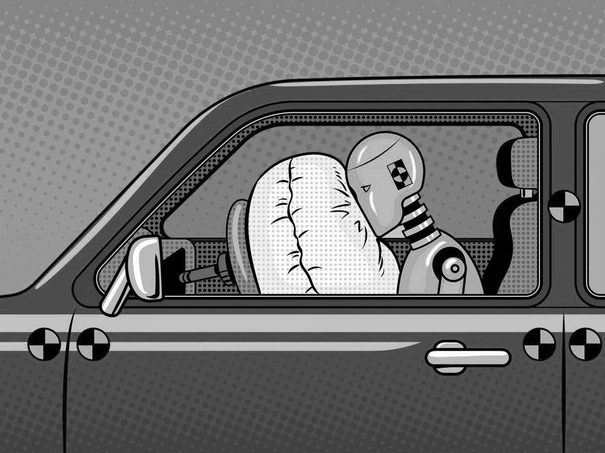 Amazing crash test coloring page