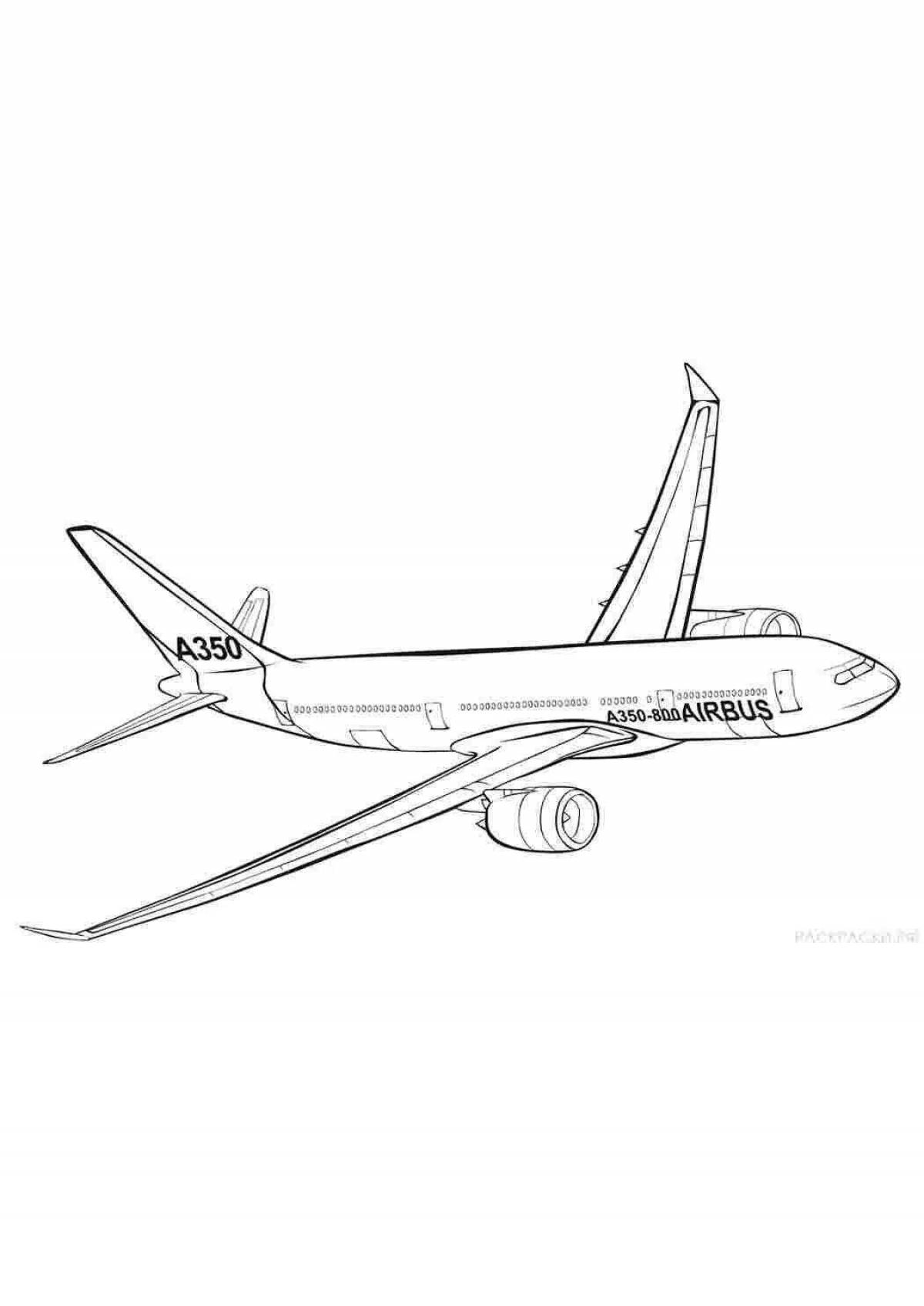Colorfully detailed Boeing 777 coloring book