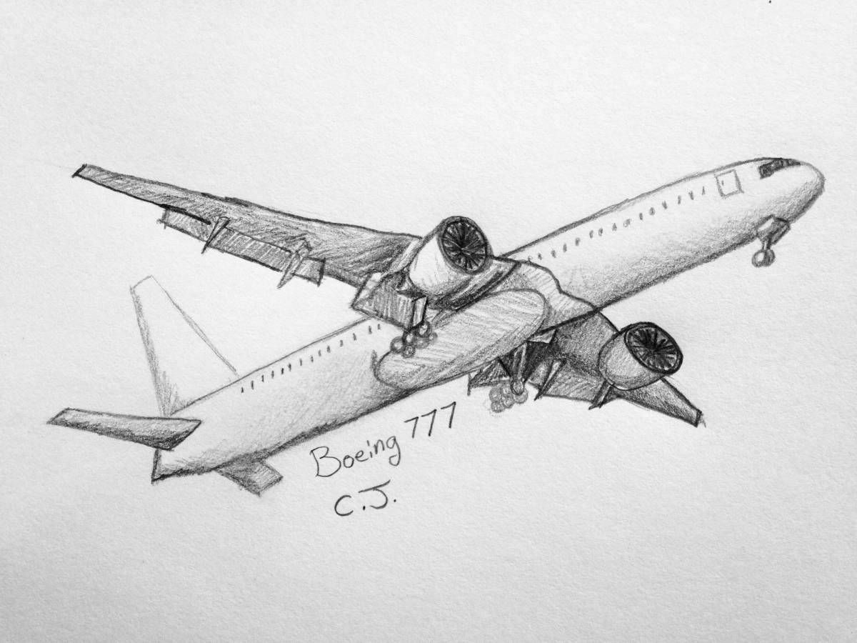 Colorfully painted Boeing 777 coloring book