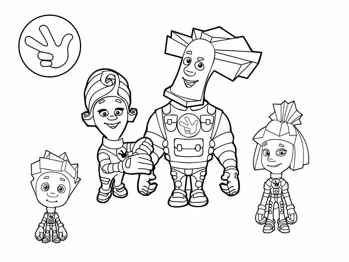 Funny robot fixies coloring pages