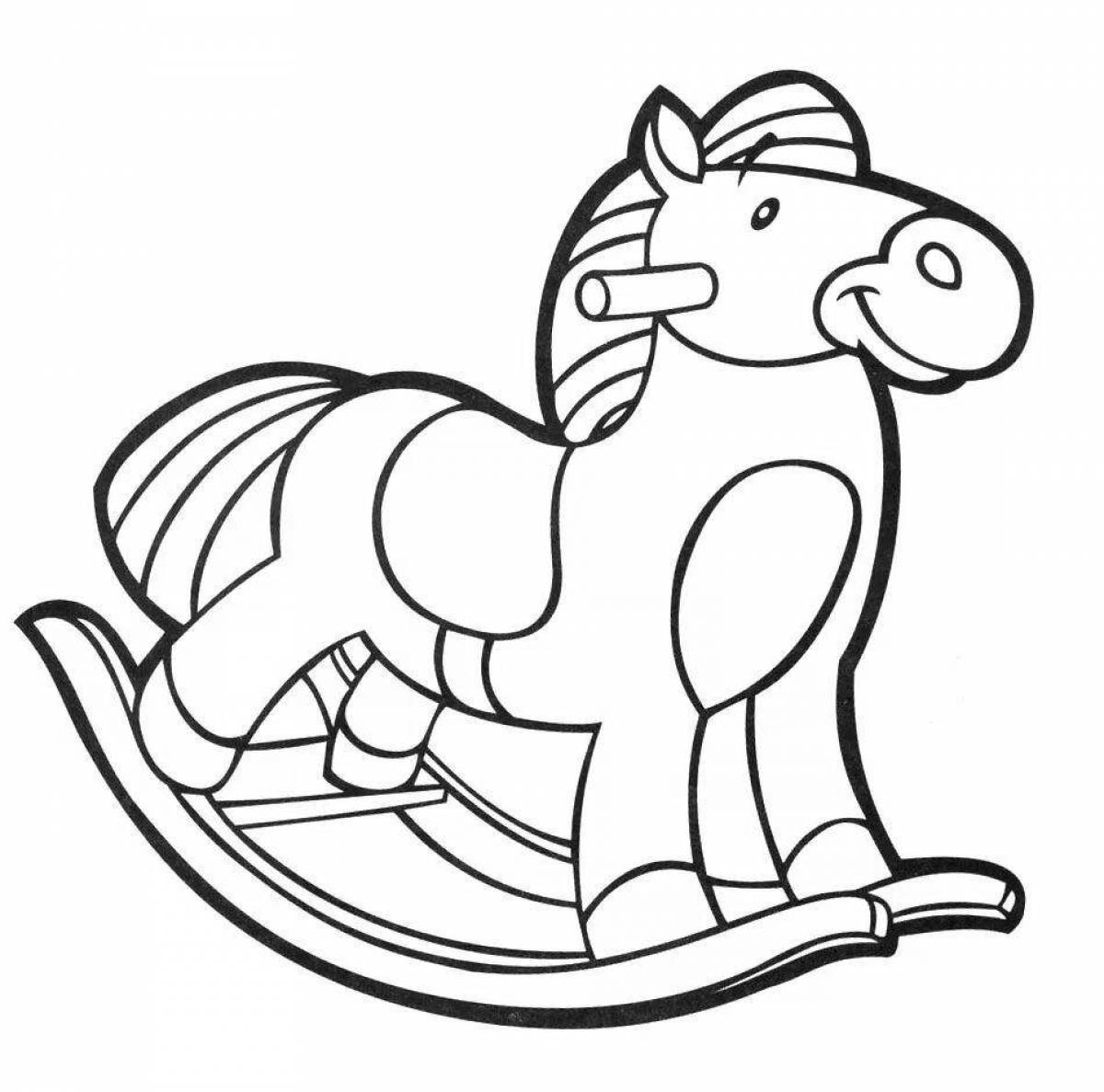 Coloring book playful rocking horse