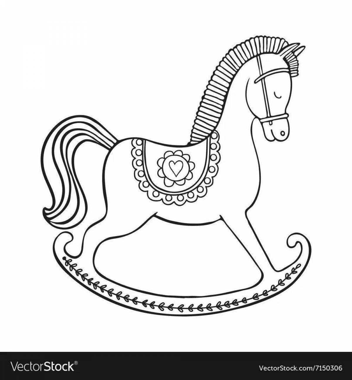 Праздничная раскраска лошадка-качалка