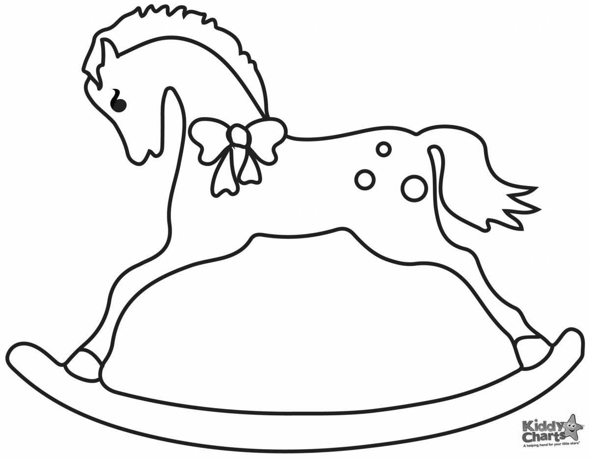 Очаровательная лошадка-качалка раскраска