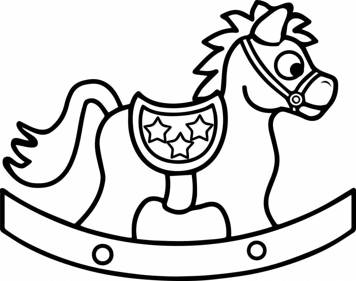 Shiny rocking horse coloring book