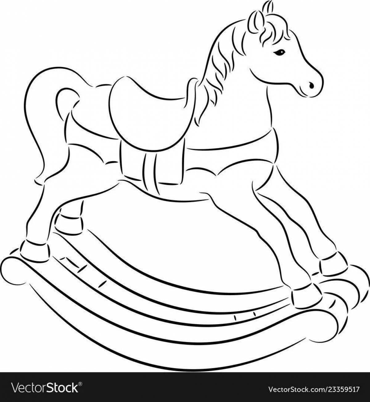 Веселая лошадка-качалка раскраска