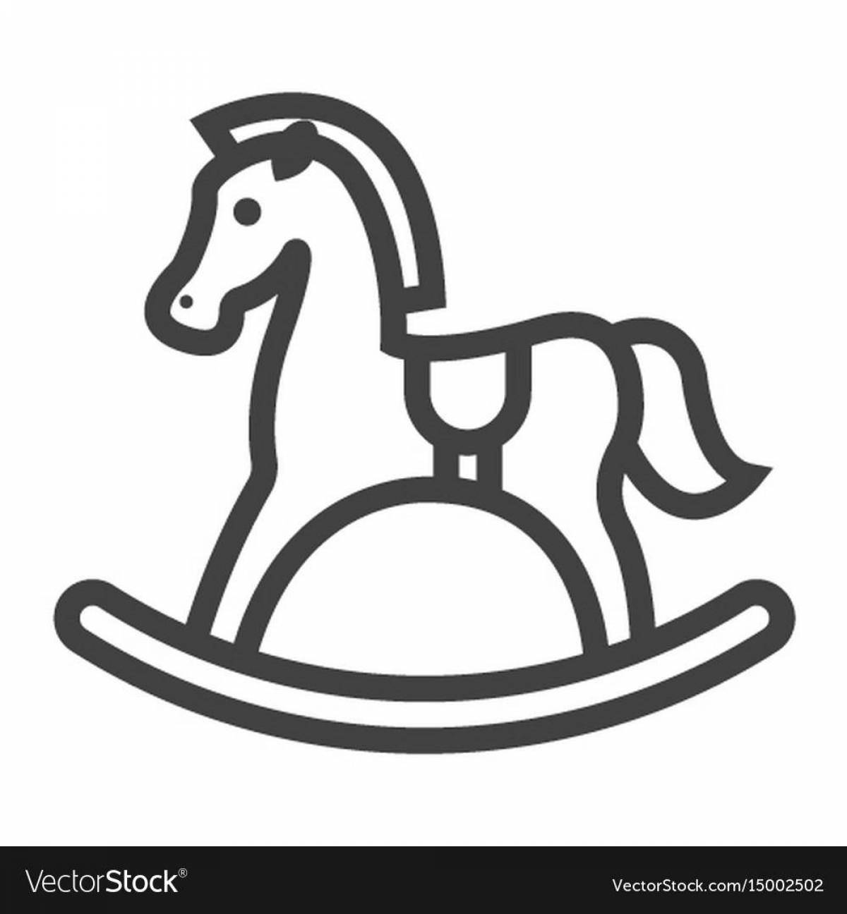 Exquisite rocking horse coloring page
