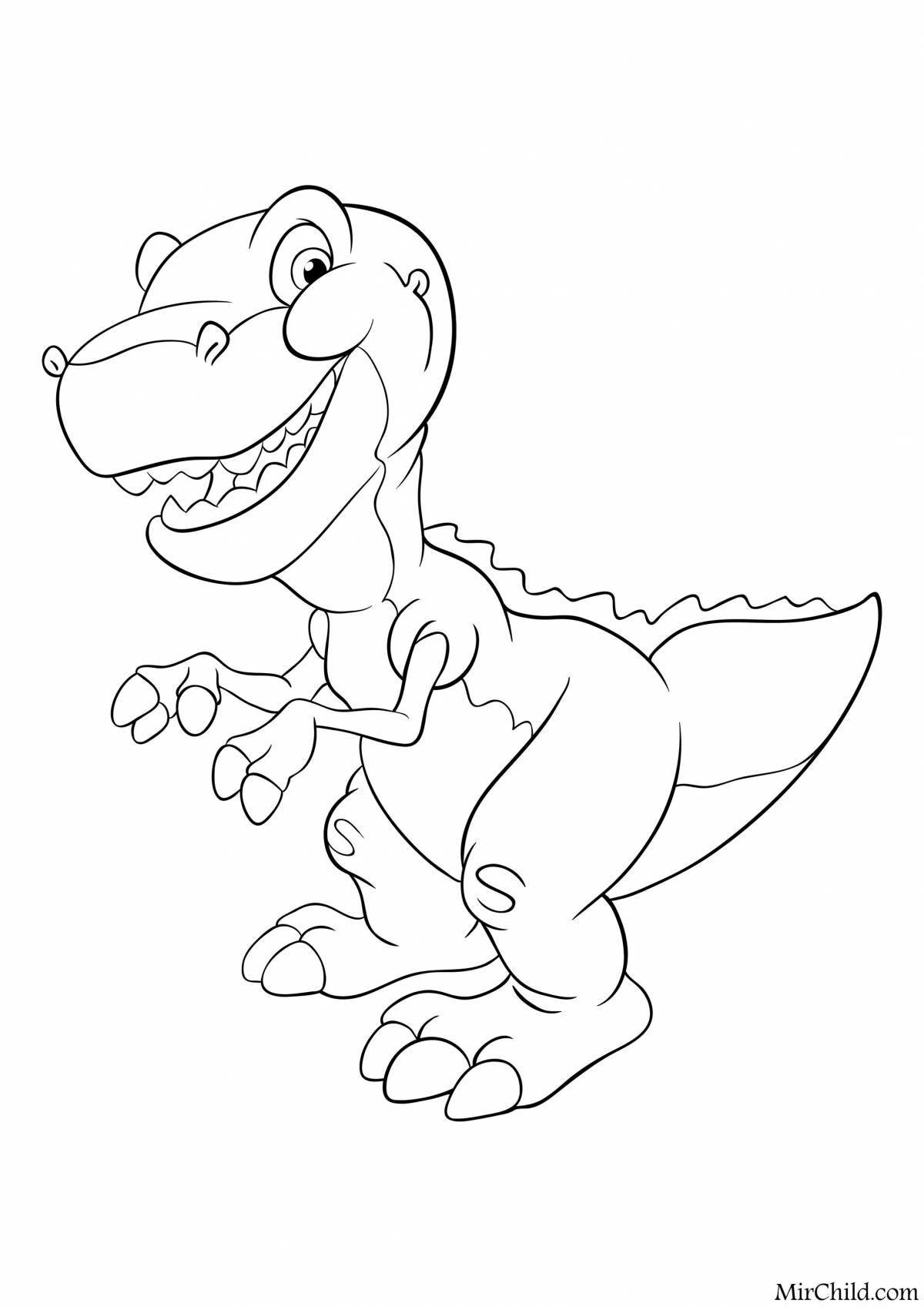 Coloring book playful cartoon dinosaur