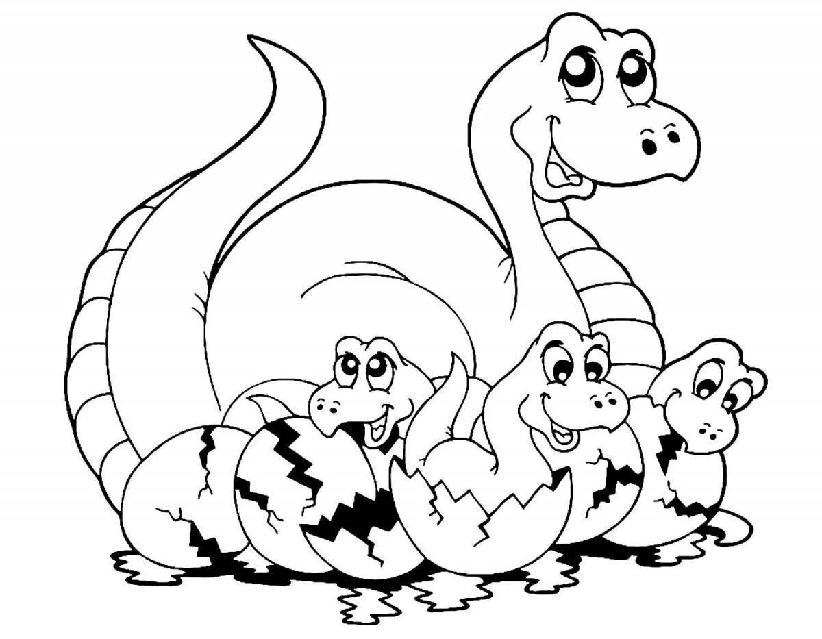 Fun coloring cartoon dinosaurs