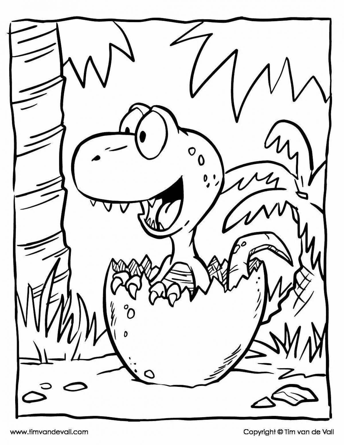 Adorable cartoon dinosaur coloring book