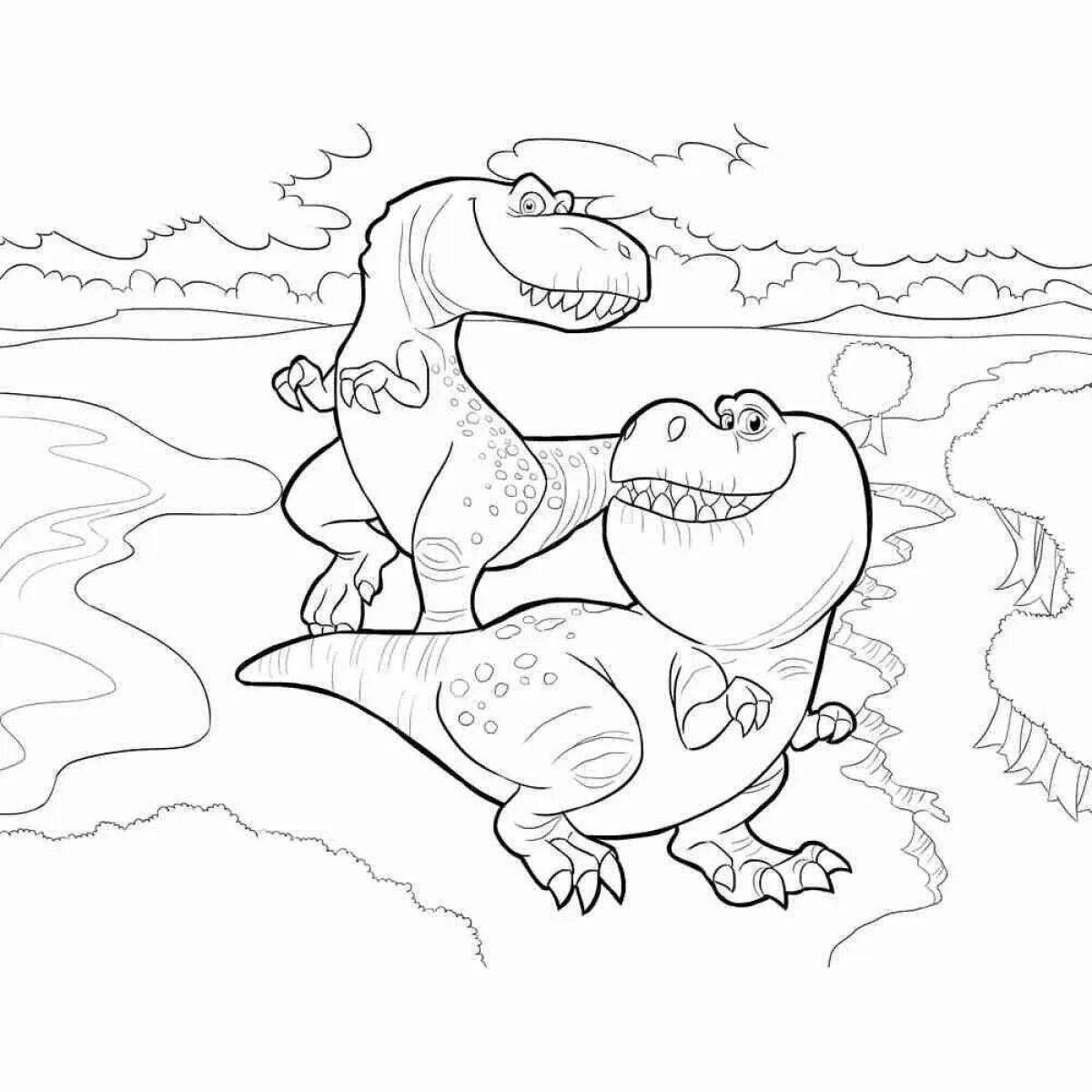Coloring book living cartoon dinosaur