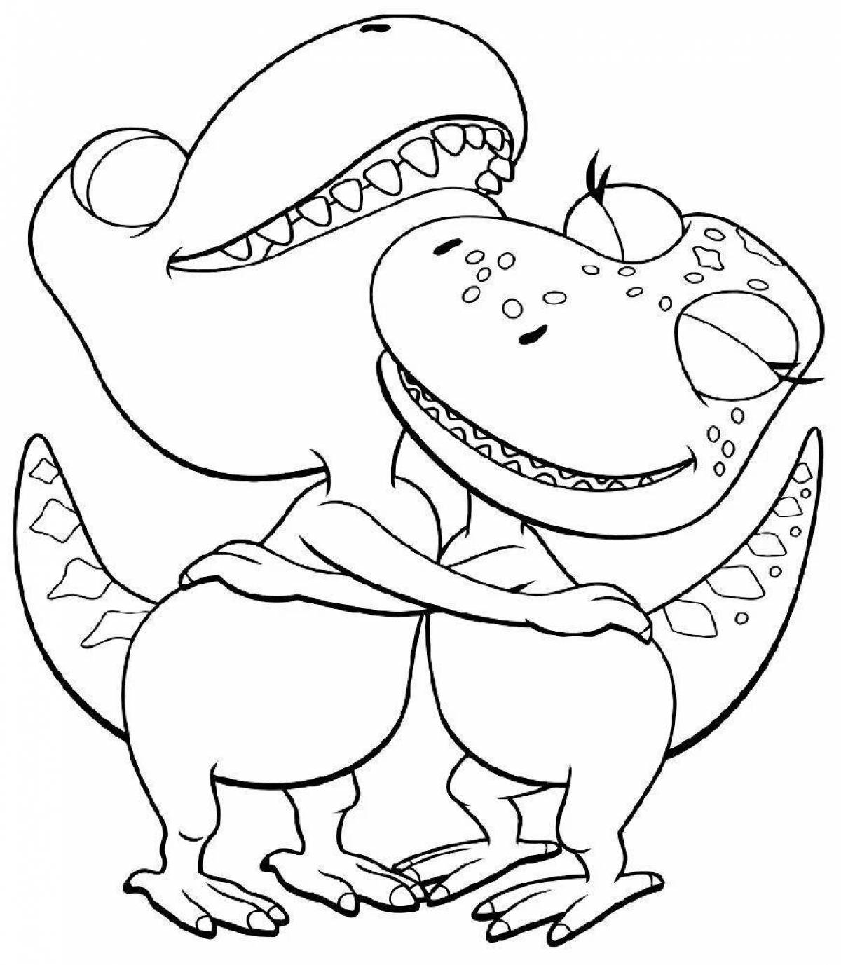 Animated cartoon dinosaur coloring book