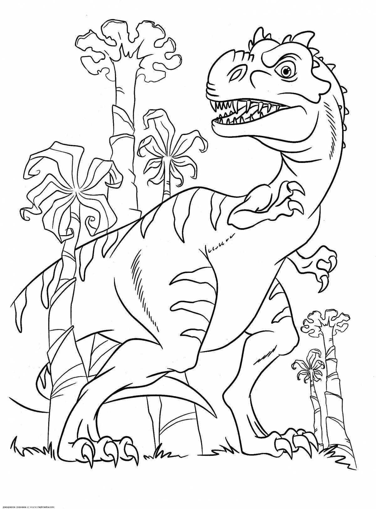Coloring majestic cartoon dinosaur