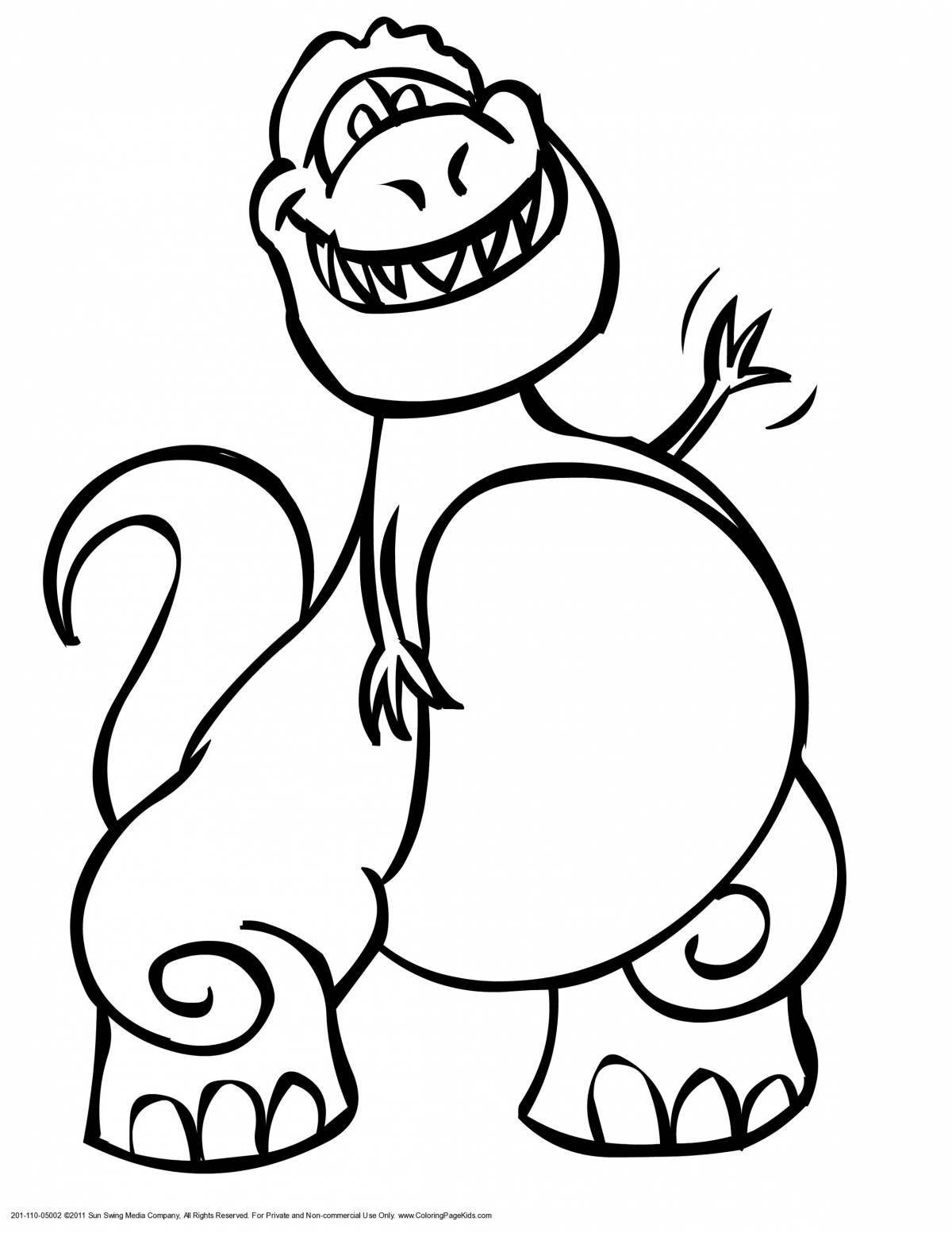 Rampant cartoon dinosaur coloring page