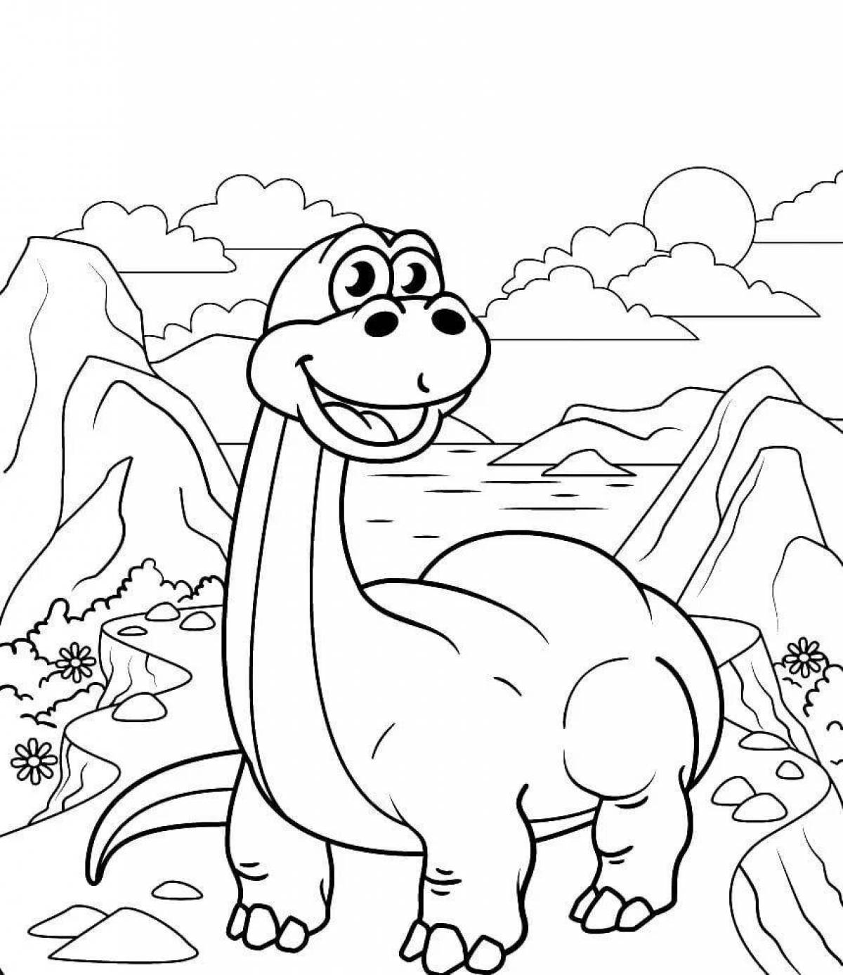 Раскраска жирный мультяшный динозавр