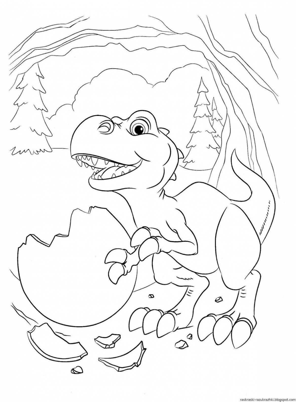 Coloring book dazzling cartoon dinosaur