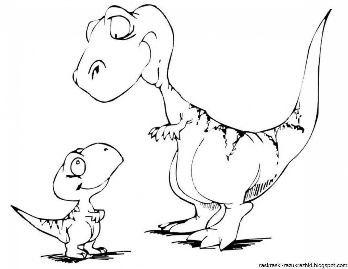 Раскраска сияющий мультяшный динозавр