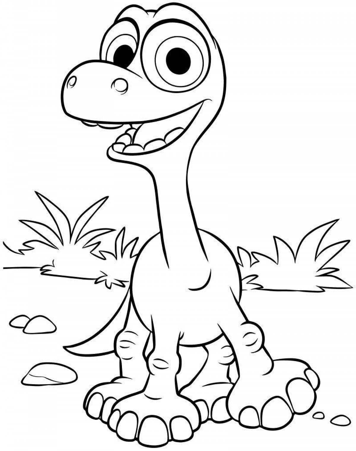 Coloring book shiny cartoon dinosaur