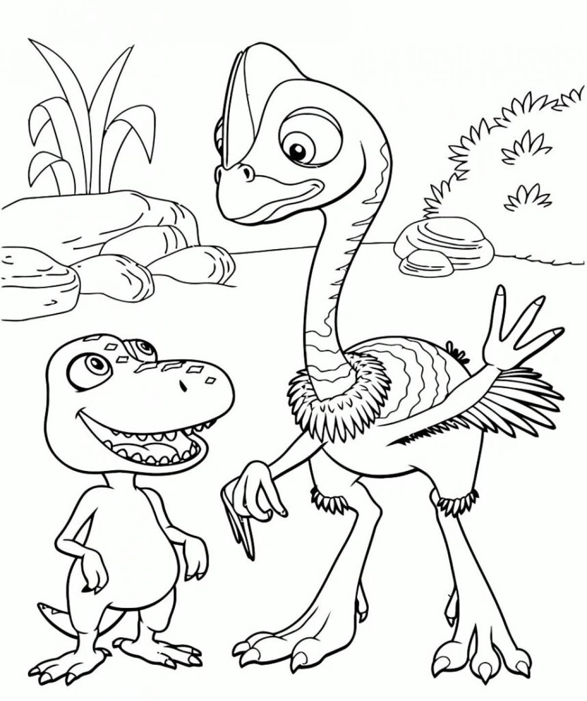 Awesome cartoon dinosaur coloring book