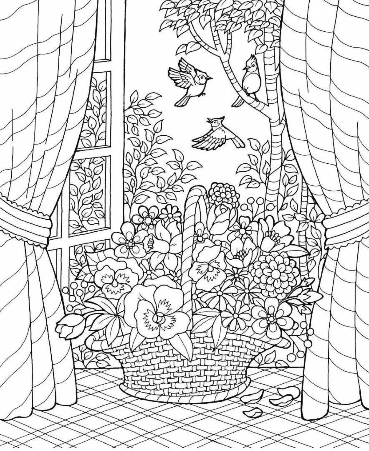 Charming spring anti-stress coloring book