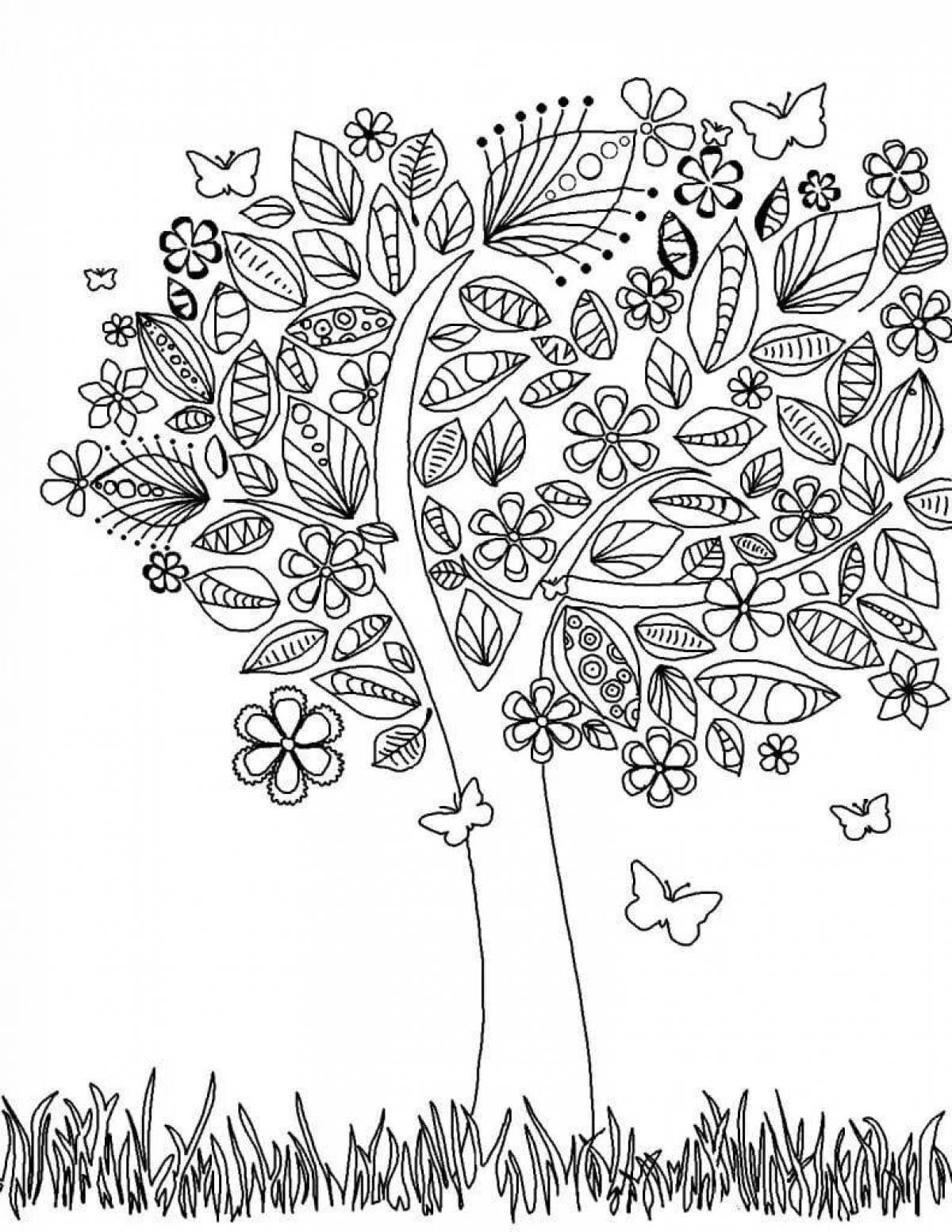 Exciting spring anti-stress coloring book