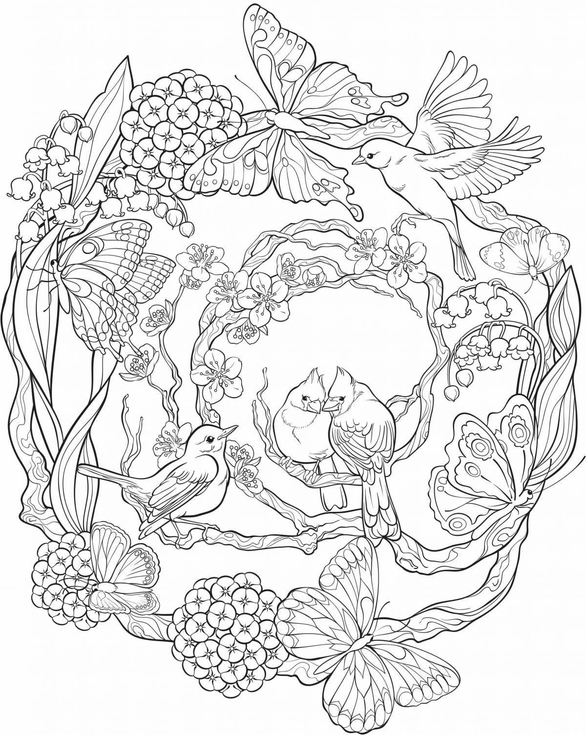 Calm spring anti-stress coloring book