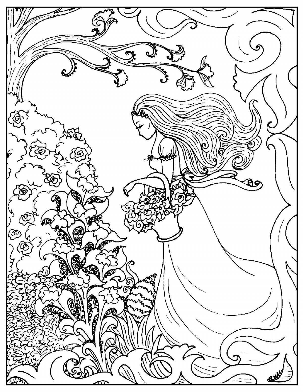 Fantastic spring anti-stress coloring book