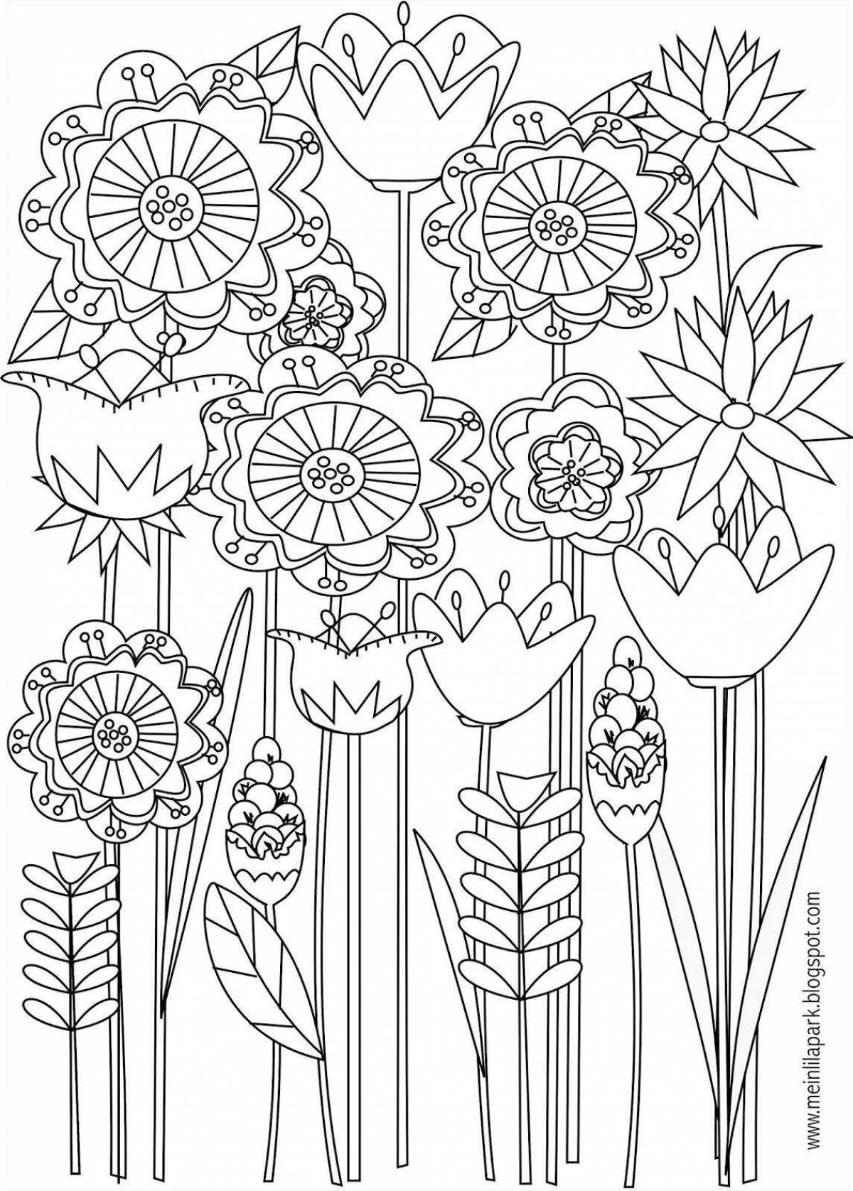Great spring anti-stress coloring book