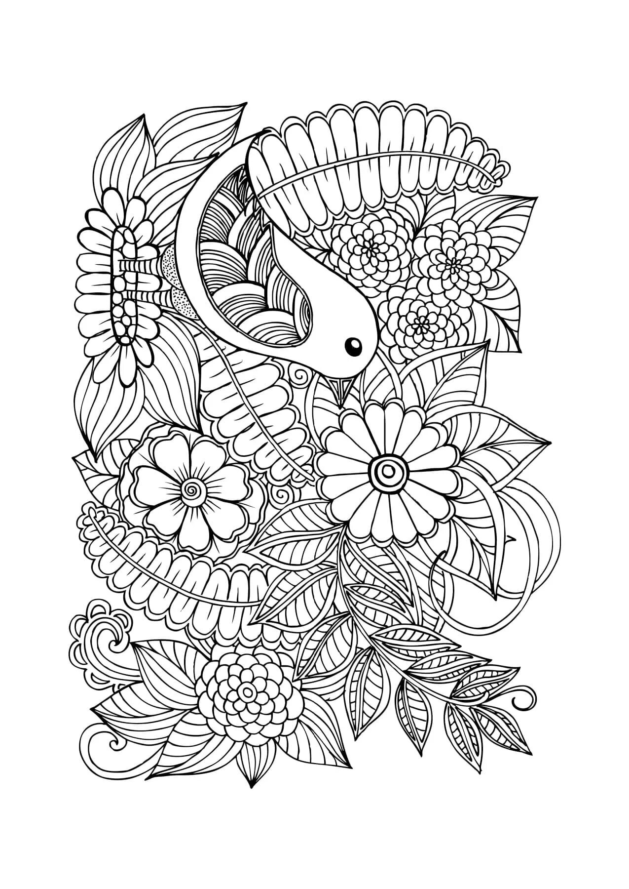 Funny spring anti-stress coloring book