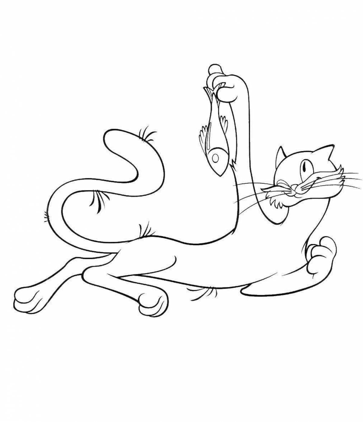 Colorful cat sausage coloring page