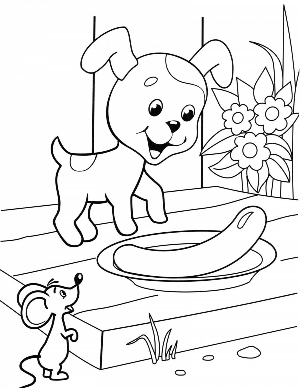 Fancy cat sausage coloring page