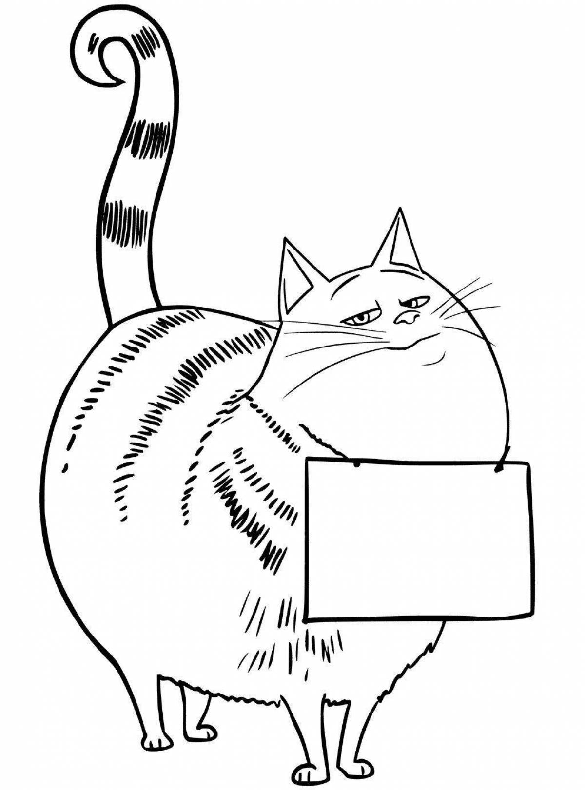 Exciting cat sausage coloring page